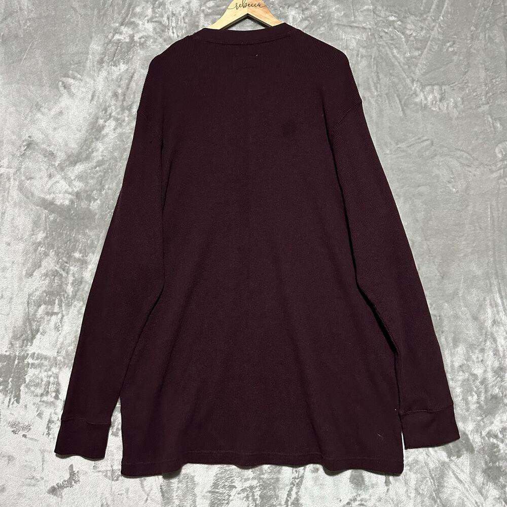 NWT Foundry Supply Co Waffle Knit Henley Shirt Mens Size 2XLT Tall Burgundy Red - Picture 7 of 9